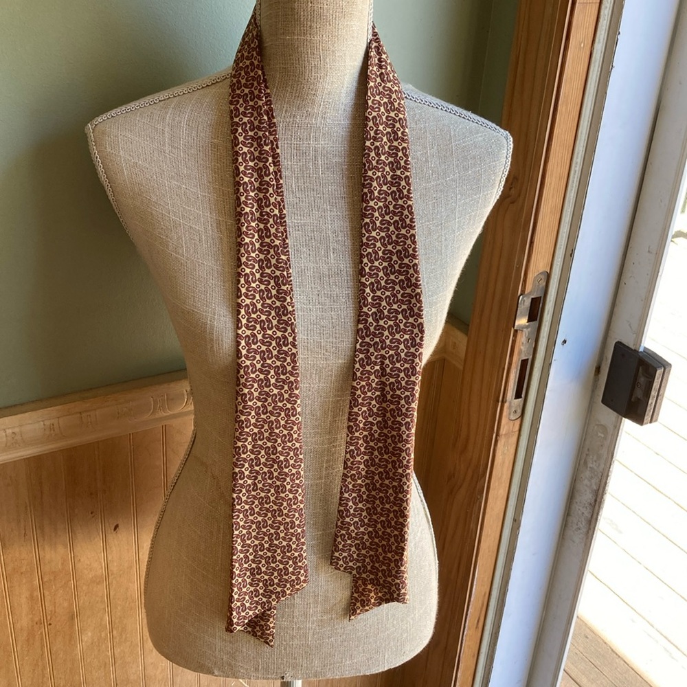 Laura Ashley brick red & gold paisley print  silk scarf